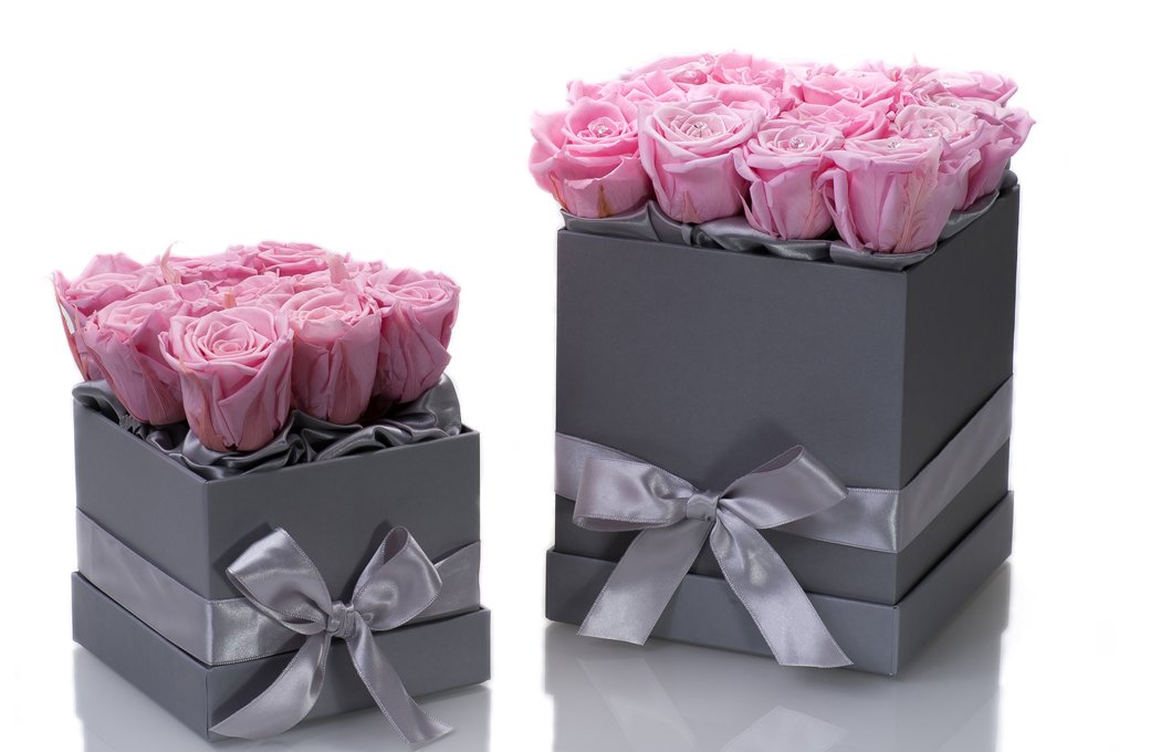 Infinity Flowerbox 2-BB-BP Small Noir Rose de mariée Bridal Pink Carton 10 x 10 x 10 cm 