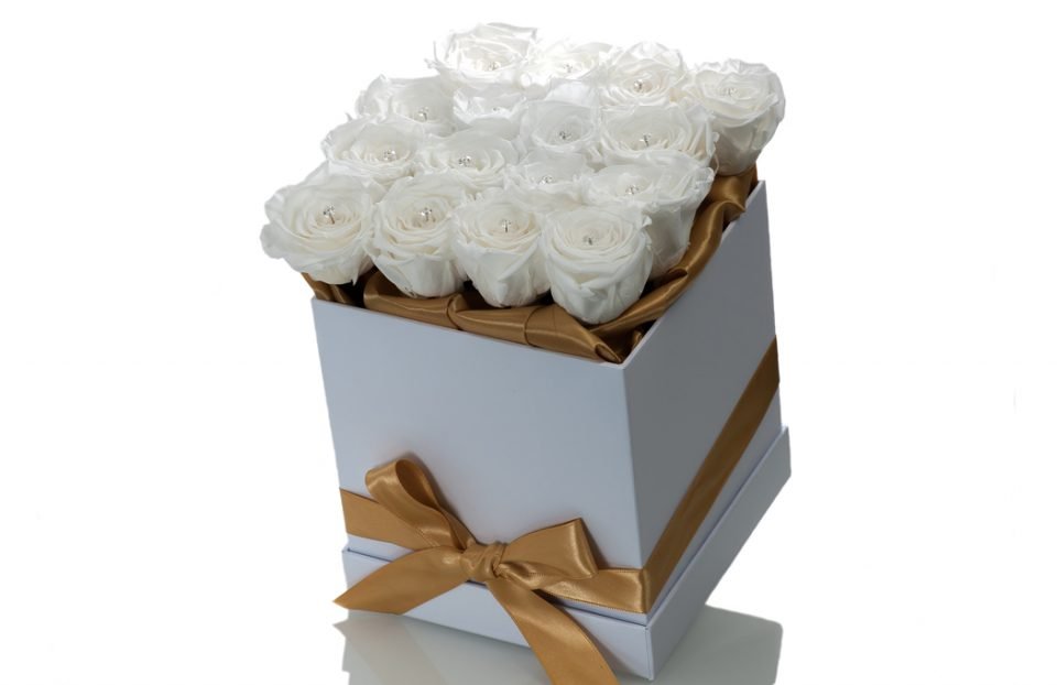 Forever-White-Rose-in-a-Square-Box