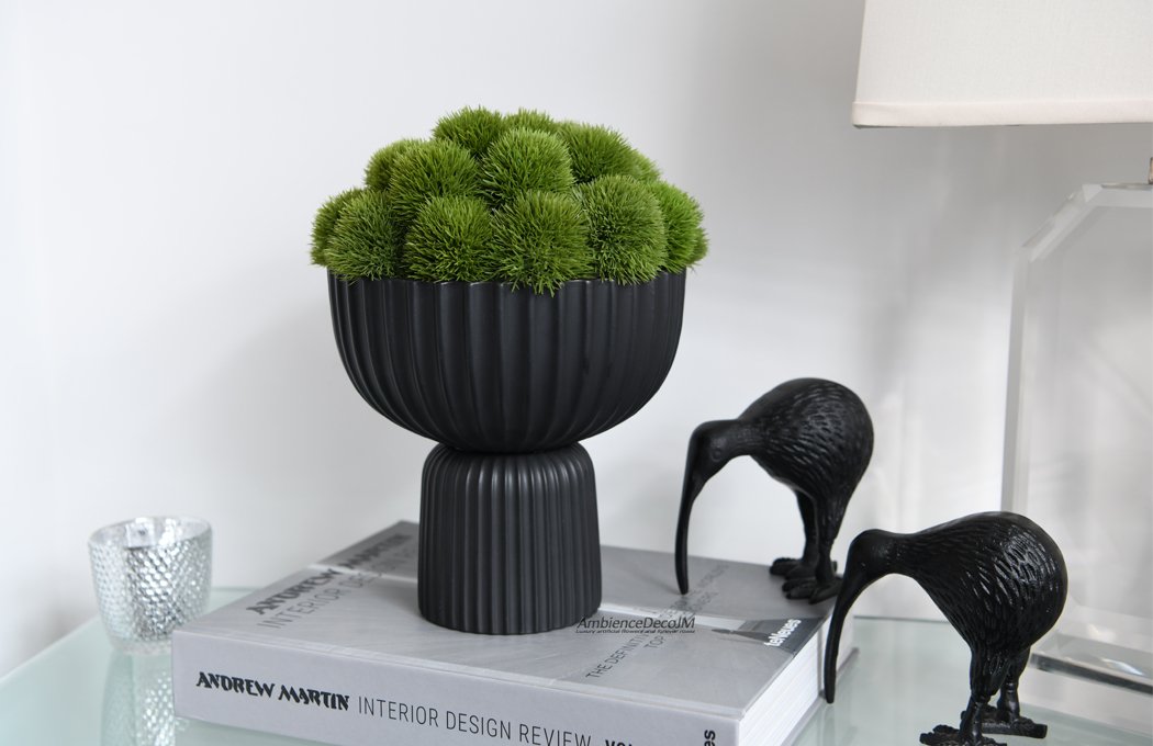 Luxury Dianthus in Black Footed Bowl