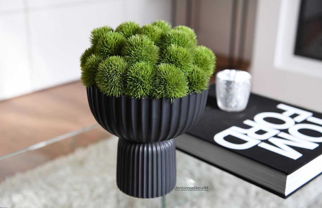 1cLuxurydianthusinblackfootedbowlLW Luxury Dianthus in Black Footed Bowl