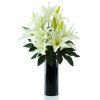 Silk King cream lily in black cylinder vase