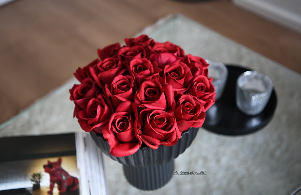 1arealisticrosesinfootedbowlLW Realistic Roses in Footed Bowl