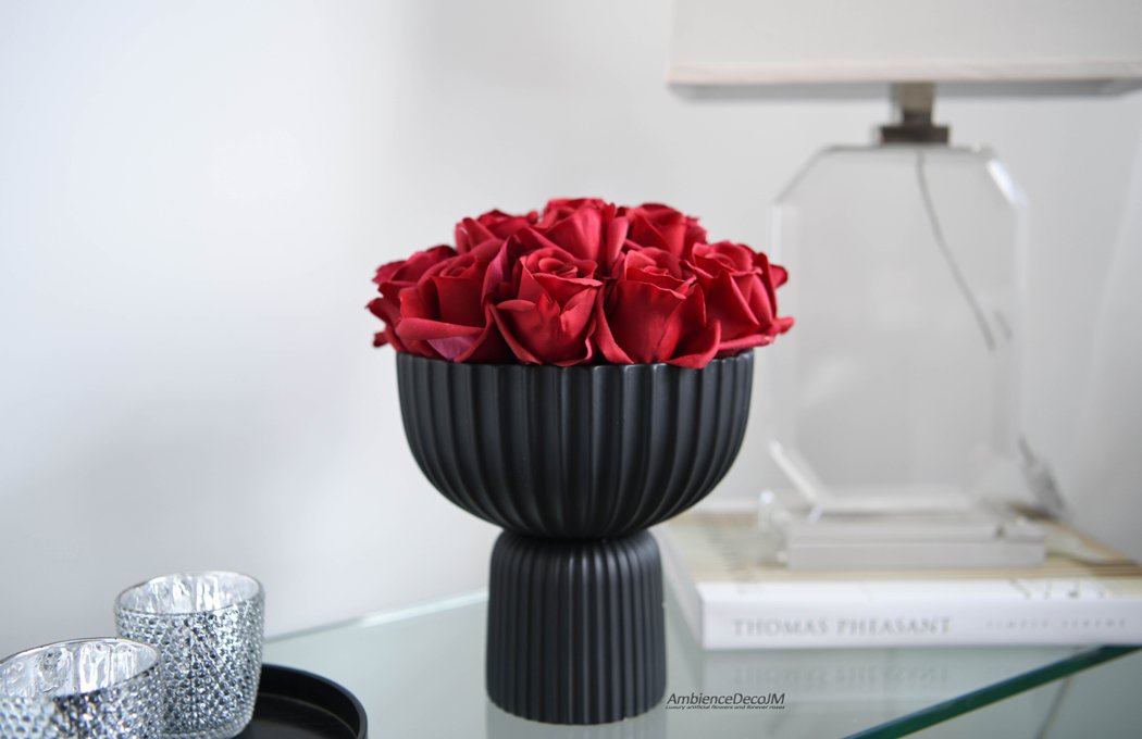 1bbrealisticrosesinfootedbowlLW Realistic Roses in Footed Bowl
