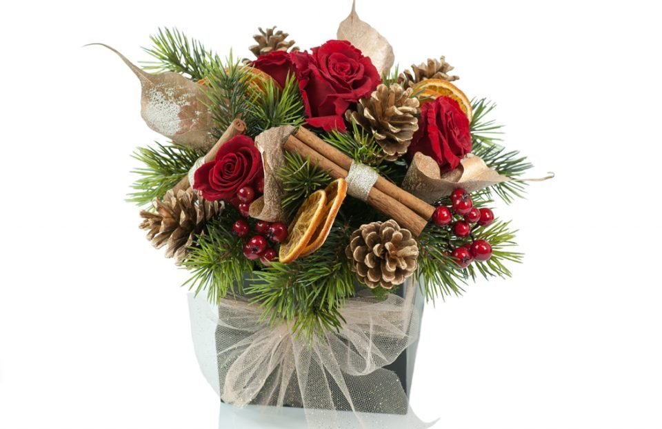 Christmas Silk Flowers Arrangements / Artificial Christmas Centerpieces