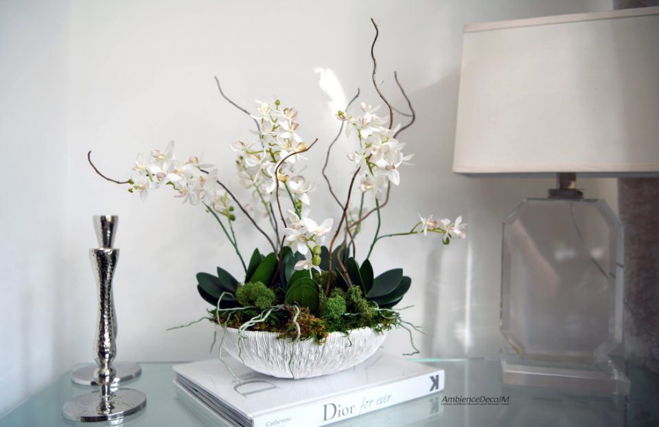 Real Touch Pixie Orchid Arrangement in Resin Bowl