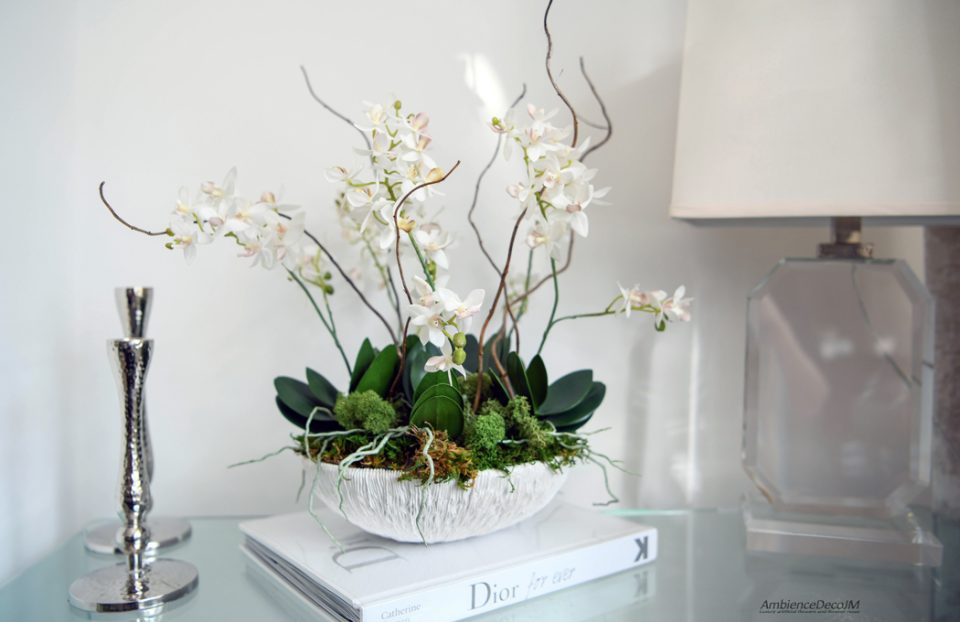 Real Touch Pixie Orchid Arrangement in Resin Bowl