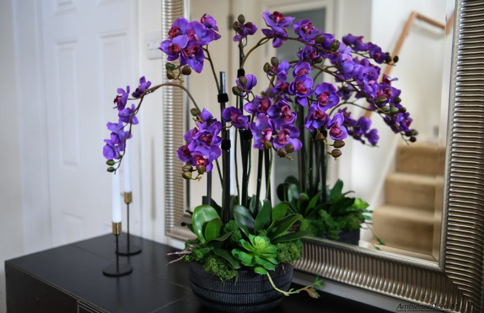 Real touch purple orchid arrangement