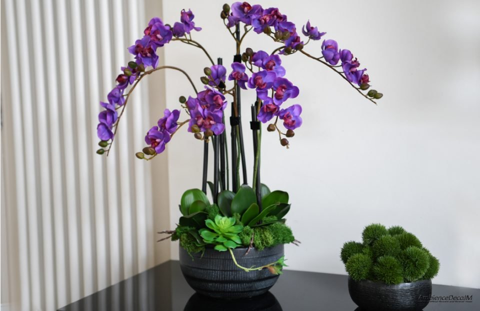 Real touch purple orchid arrangement