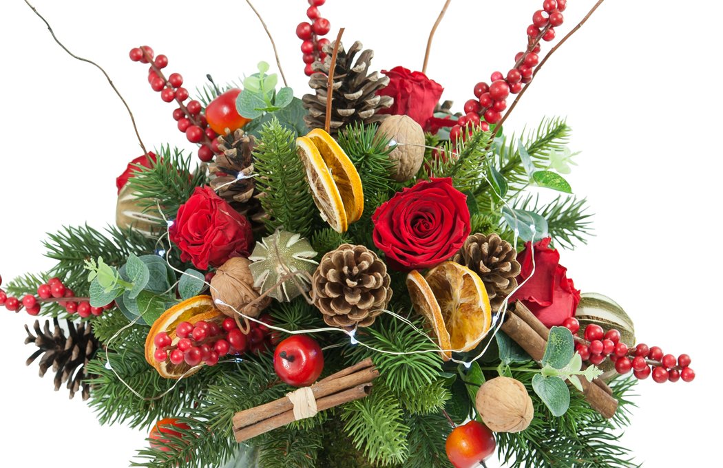 Christmas Table Arrangement | Preserved Floral Arrangements & Silk Flowers