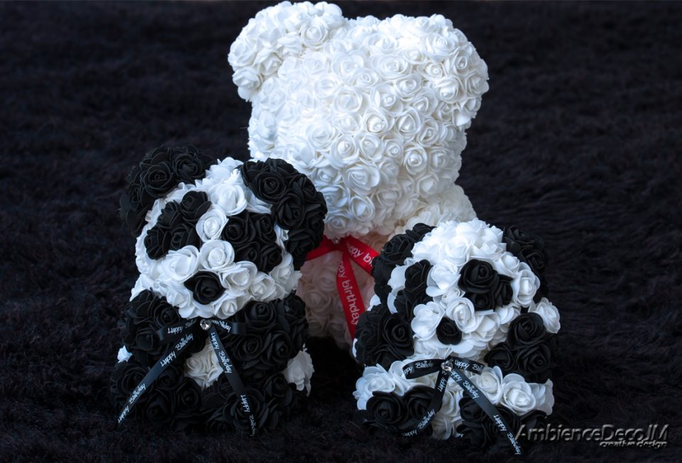 Small Rose Panda Preserved Floral Arrangements & Silk Flowers