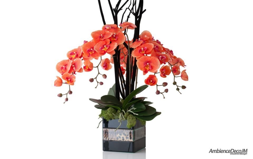 Real touch orange orchids display