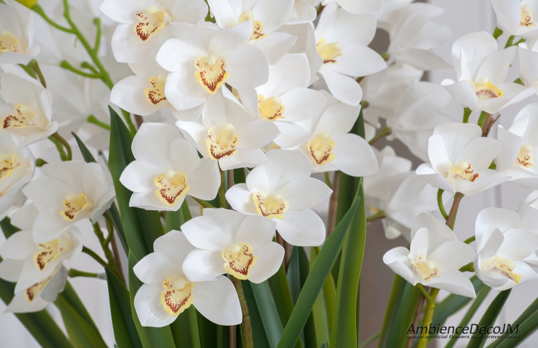 Luxury Lifelike Cymbidium Orchid Arrangement Preserved Floral Luxury Lifelike Cymbidium Orchid Arrangement Preserved Floral