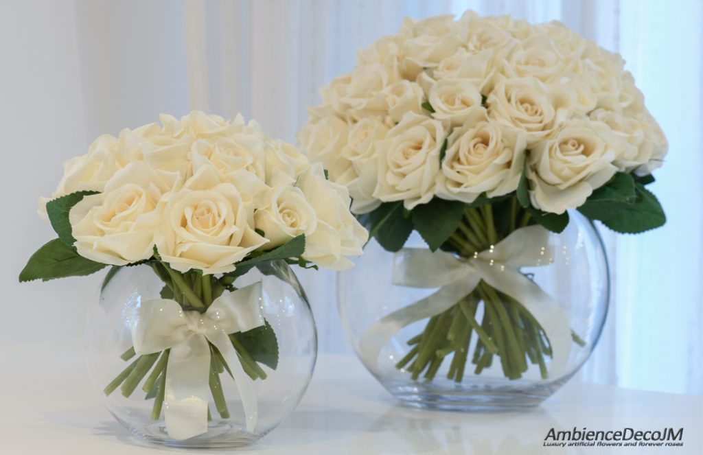 Small Rose Bowl Vase Arrangement Preserved Floral Arrangements & Silk