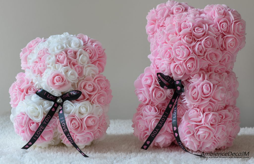 Small Flower Panda Bear Preserved Floral Arrangements & Silk Flowers