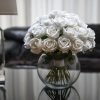 Artificial white rose centrepiece