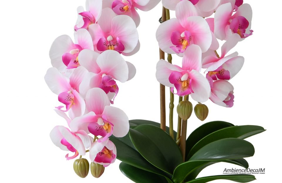 Real touch pink orchid centerpiece