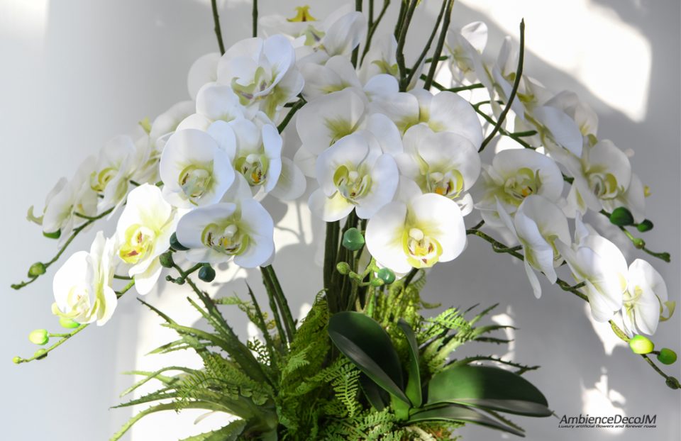 Real touch orchid arrangement with succulents
