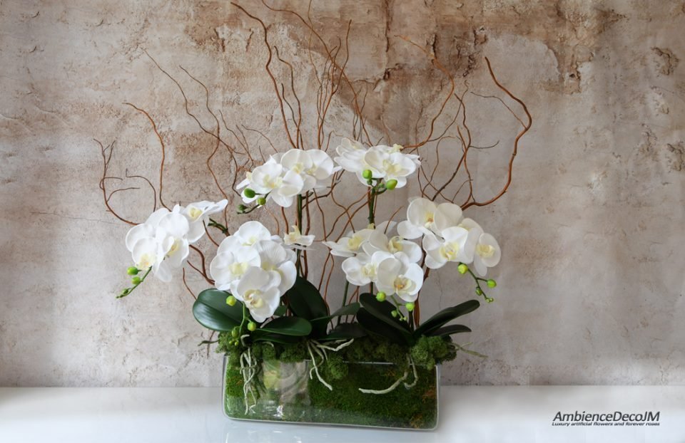 Luxury artificial orchid arrangement.