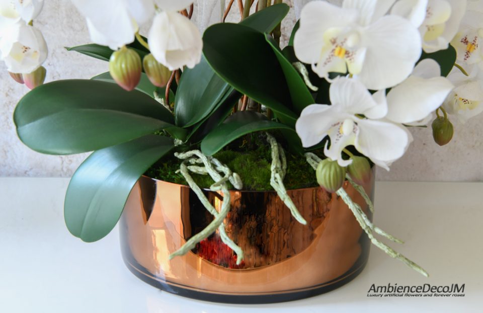 Real touch orchid and willow arrangement