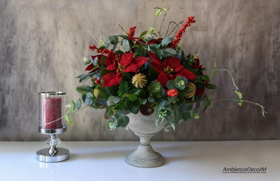 Christmas Poinsettia table centerpiece