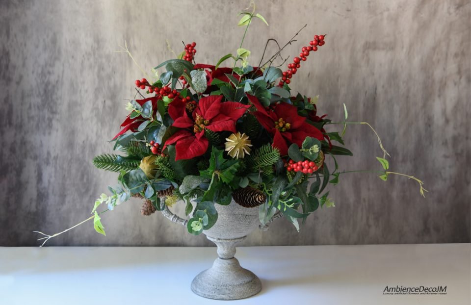Christmas Poinsettia table centerpiece