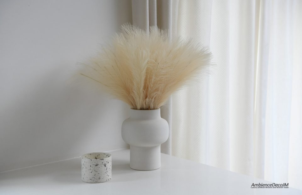 artificial pampas grass in a vase