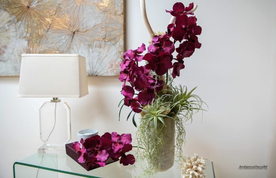 Realistic Vanda Orchid Arrangement