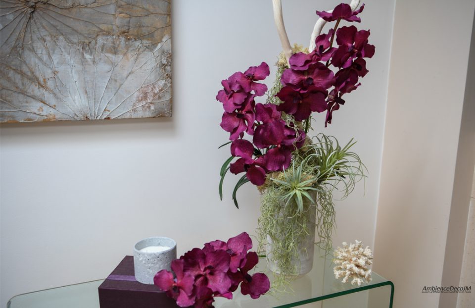 Realistic Vanda Orchid Arrangement
