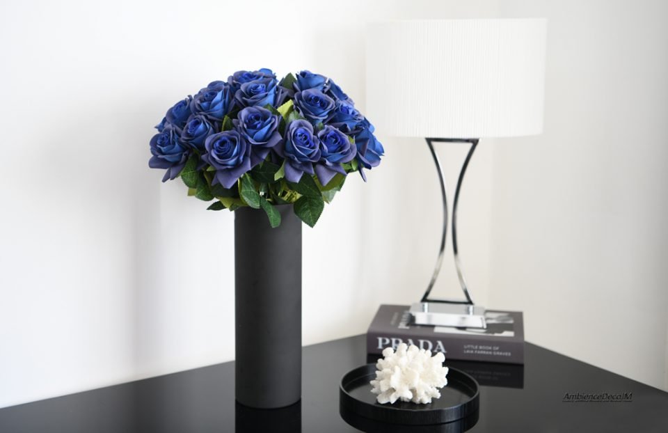 Blue Roses in a Cylinder Vase