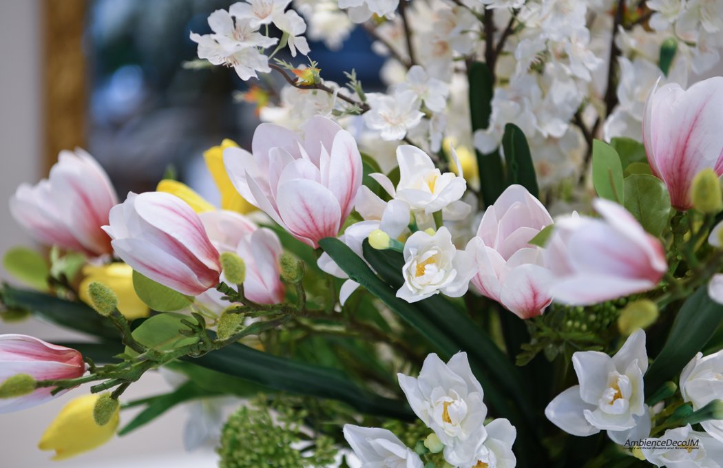 Realistic Spring Flower Arrangement Preserved Floral Arrangements And Silk Flowers 
