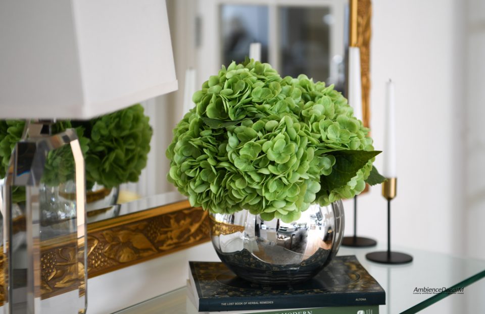 Green Finest Faux Hydrangea Centrepiece