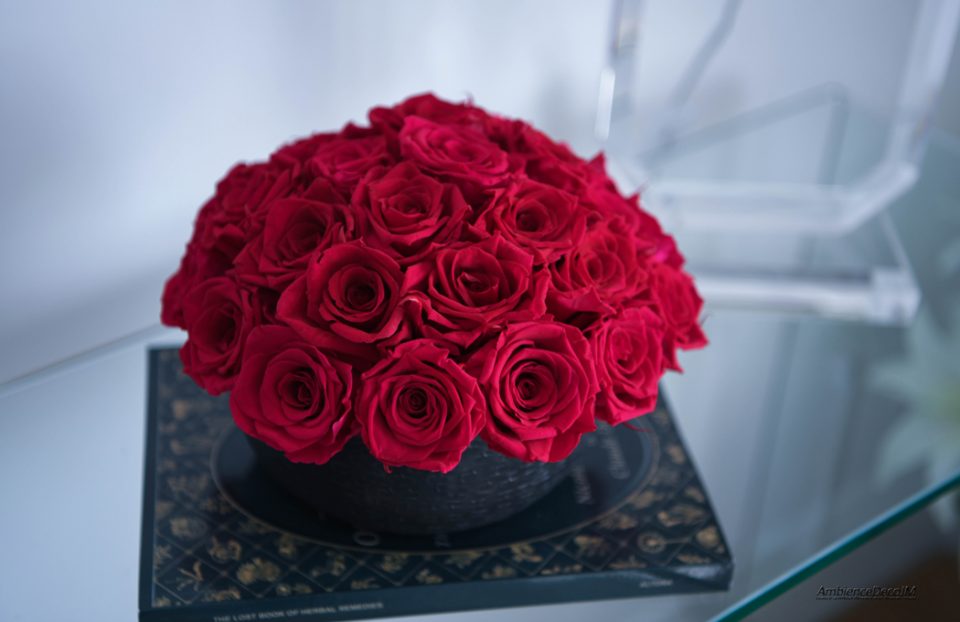 Eternity Rose Arrangement in a dish vase