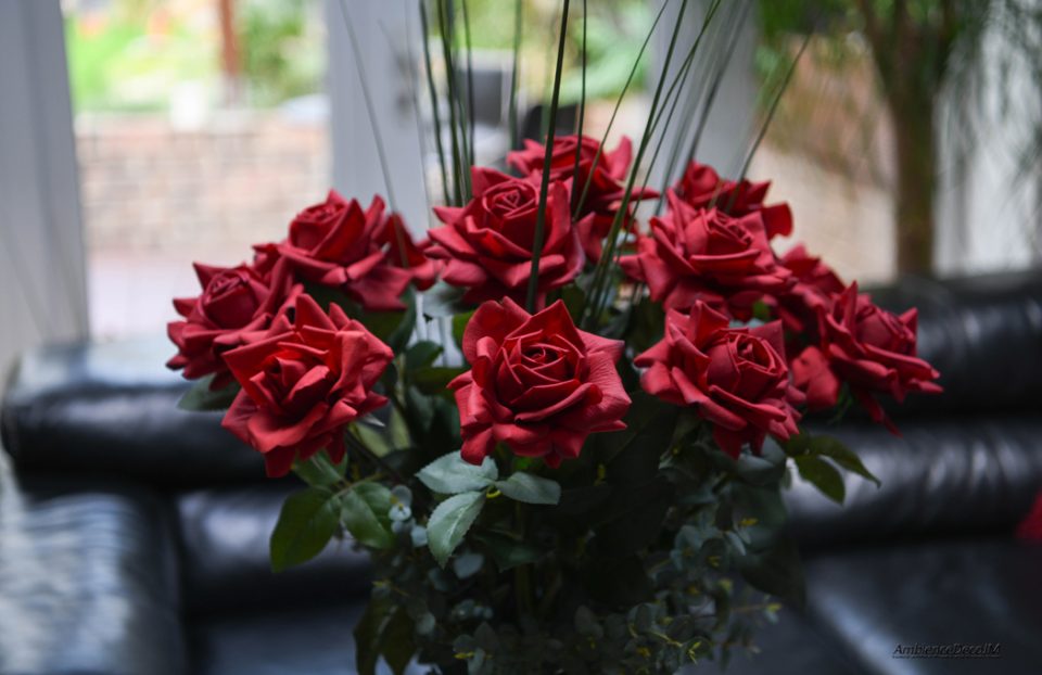 Tall Real Touch Red Rose Arrangement
