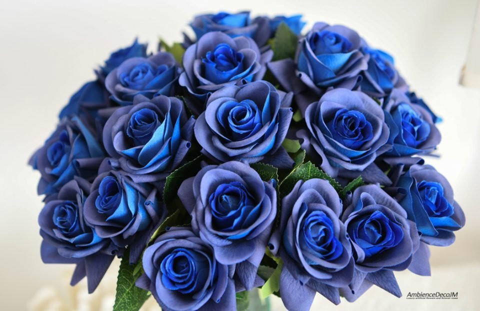 Real Touch Blue Rose Arrangement