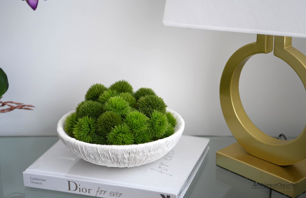 Dianthus in White Resin Bowl