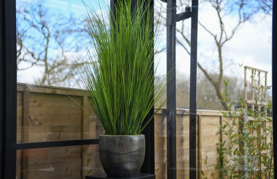 Tall Faux Grass Arrangement in Designer Pot